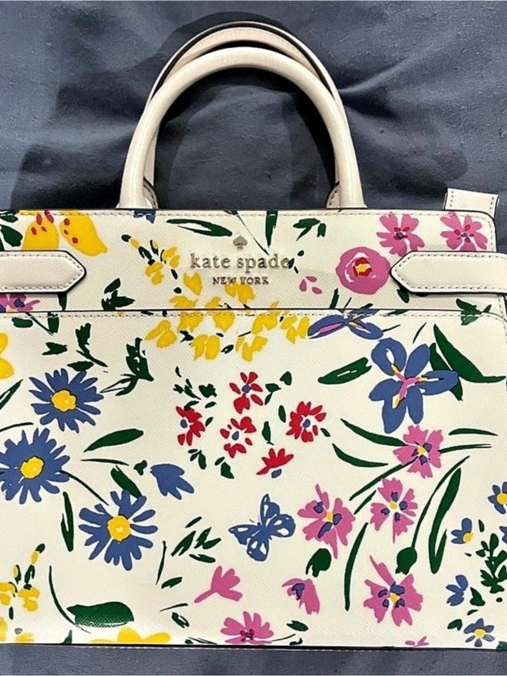 kate spade new york Floral Satchel in White & Multicolor